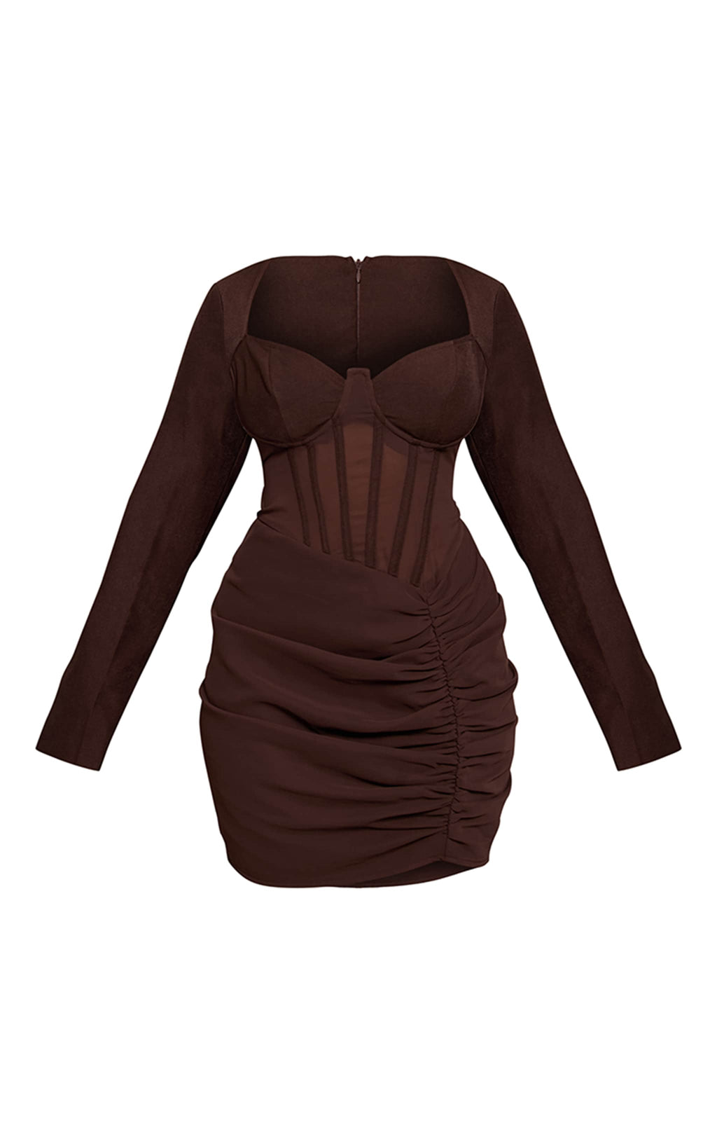 https://cdn-img.prettylittlething.com/6/c/c/1/6cc10f0a05c26db418c7f080594c9b7db2f7c1e6_CNO0520_5_shape_chocolate_mesh_insert_corseted_ruched_side_mini_dress.jpg